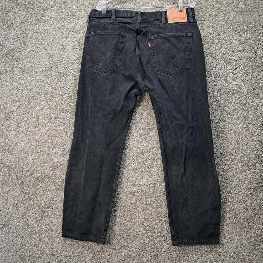 Levis 505 Regular Fit Jeans Mens‎ 38x30 Faded Black Straight Leg Denim Pants